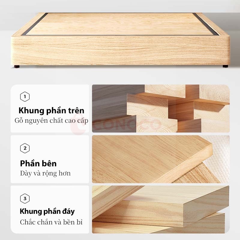 CONOCO Giường Divan Khách Sạn  Bọc Da Cao Cấp Khung Gỗ Chắc Chắn Không Đầu Tối Giản hiện đại