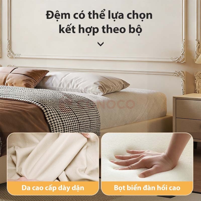 CONOCO Giường Divan Khách Sạn  Bọc Da Cao Cấp Khung Gỗ Chắc Chắn Không Đầu Tối Giản hiện đại