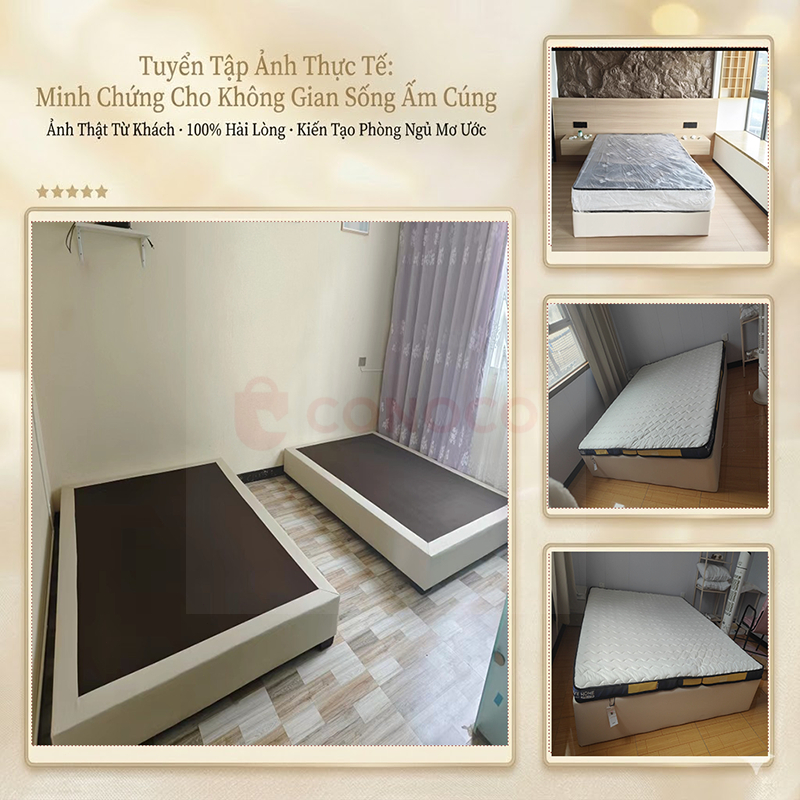 CONOCO Giường Divan Khách Sạn  Bọc Da Cao Cấp Khung Gỗ Chắc Chắn Không Đầu Tối Giản hiện đại