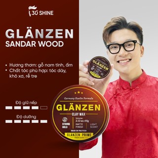 Sáp vuốt tóc nam GLANZEN 30Shine phân phối chính hãng 60g tạo kiểu cực chất không bóng giữ nếp 24h