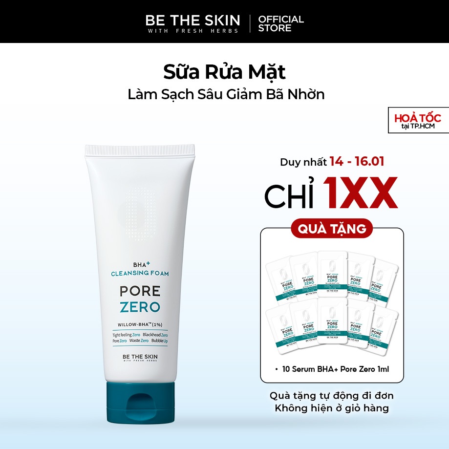 Sữa Rửa Mặt Làm Sạch Sâu Giảm Bã Nhờn Pore Zero + Cleansing Foam BETHESKIN 150g