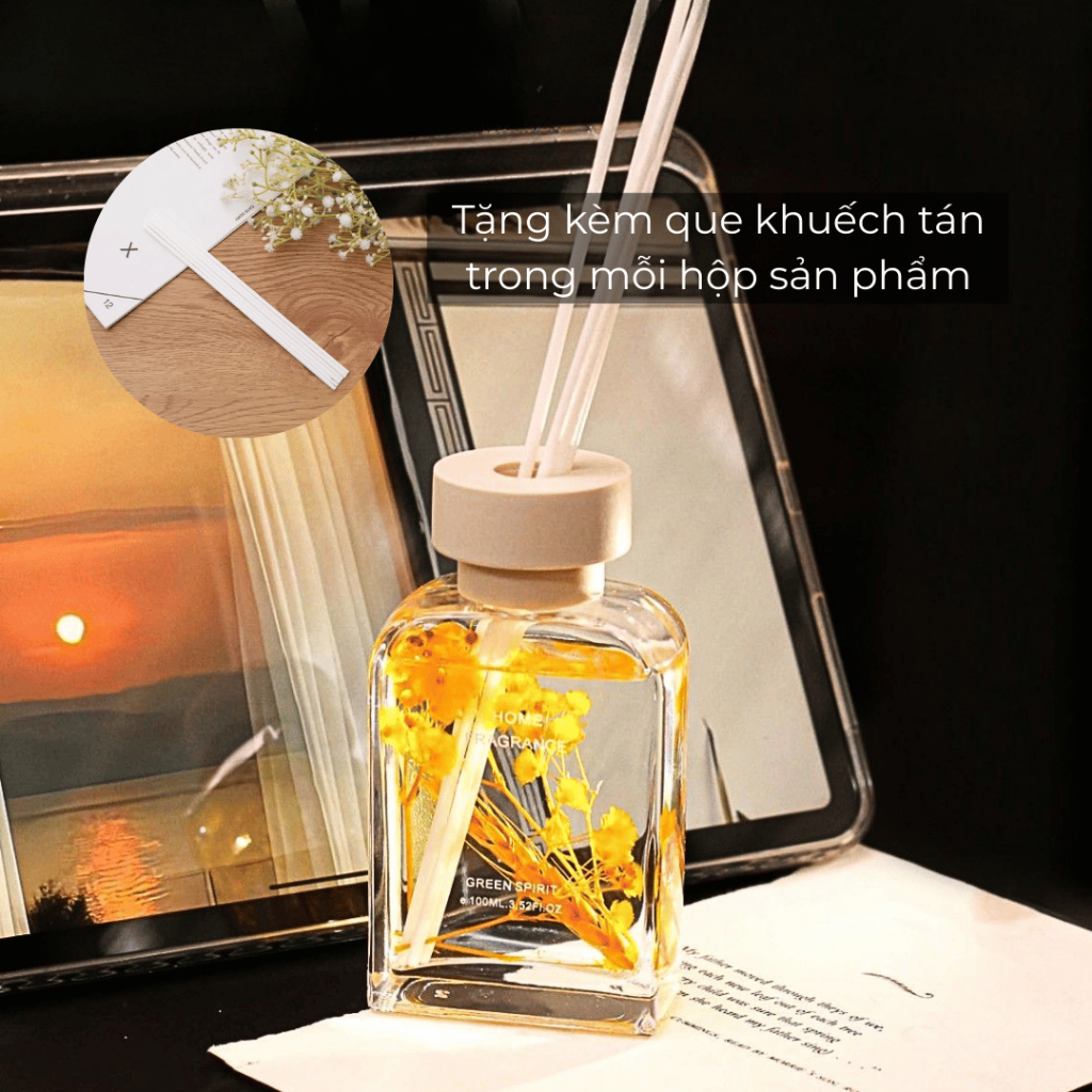 Tinh Dầu Thơm Phòng VaromaS KT56 Có Hoa Khô Trang Trí Thiết Kế Đẹp
