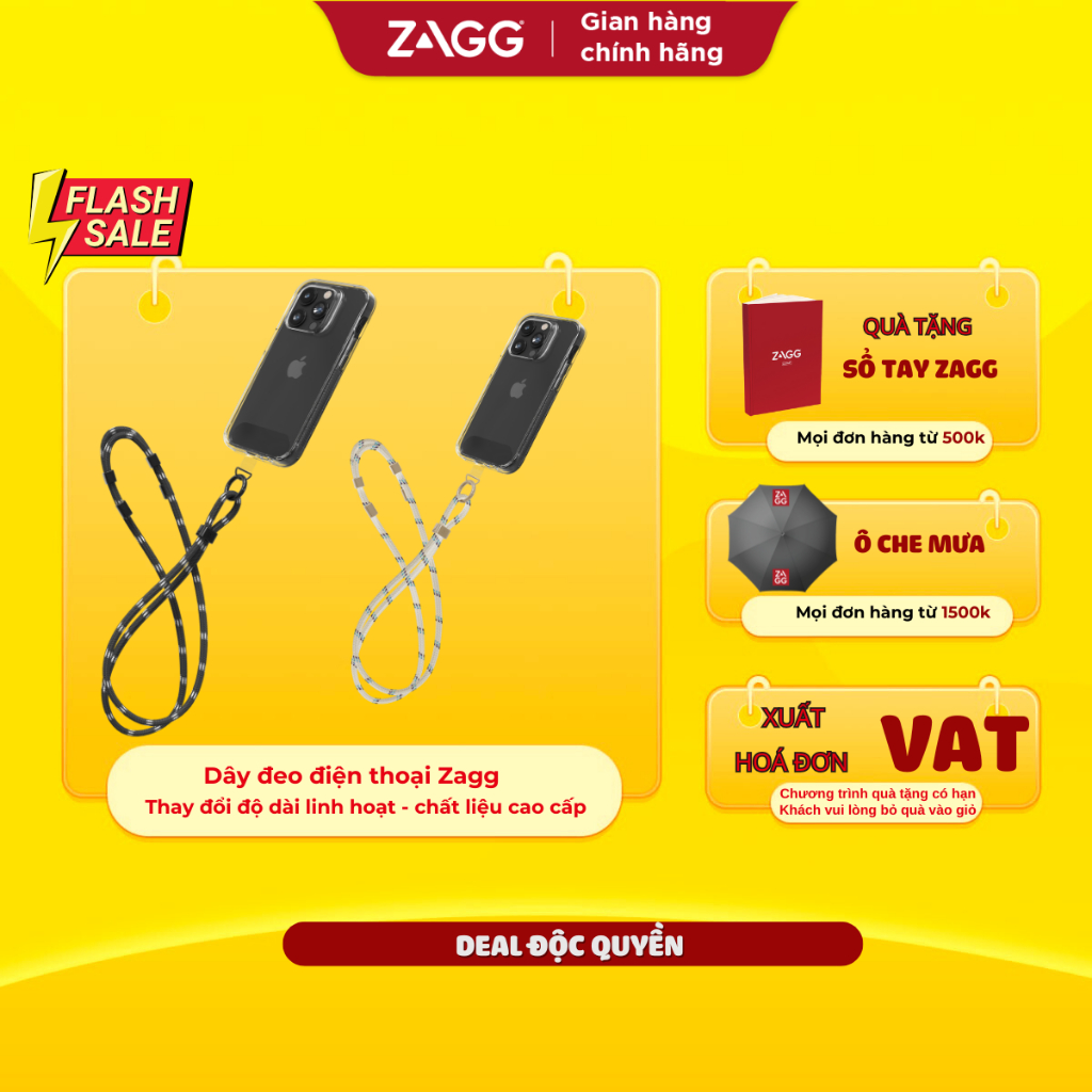 Dây đeo điện thoại ZAGG đa năng - Chất liệu cao cấp, điều chỉnh độ dài linh hoạt-Phụ kiện điện thoại