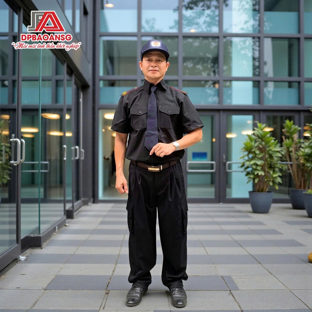 Quần Áo Bảo Vệ Màu Đen Chất Kaki Dày Dặn Cho Đội Ngũ Bảo Vệ, Chuyên Nghiệp