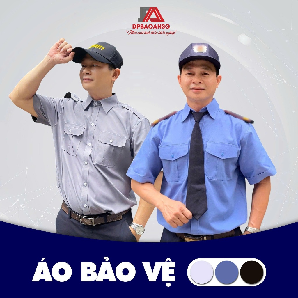 Áo Bảo Vệ Ngắn Tay Màu Xanh - Trắng, Đồng Phục  Bảo Vệ Vải Dày Mát Form Gọn Gàng, Chuyên Nghiệp