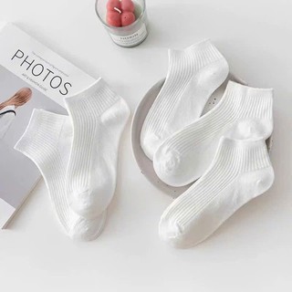 Combo 10 đôi Tất Cổ Ngắn Trơn Gân Unisex Cotton Co Giãn, Thoáng Khí, Thấm Hút Mồ Hôi, Mang Hằng Ngày