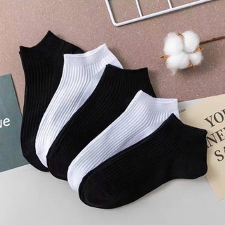 Combo 10 đôi Tất Cổ Ngắn Trơn Gân Unisex Cotton Co Giãn, Thoáng Khí, Thấm Hút Mồ Hôi, Mang Hằng Ngày