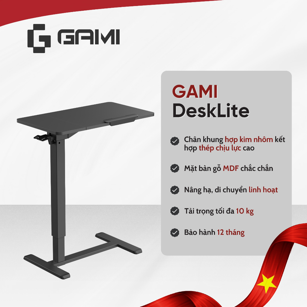 Bàn nâng hạ di động công thái học GAMI DESKLITE