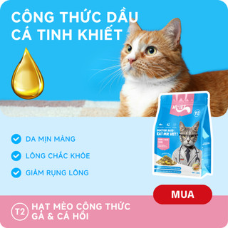 Thức Ăn Cho Mèo MRVET T2 Combo 4 Gói 1KG Tăng Cường Omega 3 Chăm Da Dưỡng Lông Cho Mèo Mọi Lứa Tuổi