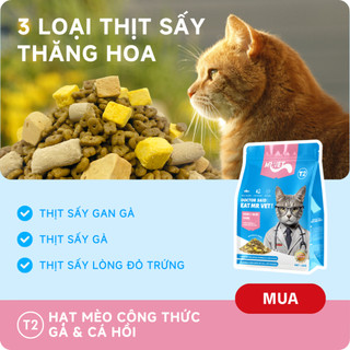 Thức Ăn Cho Mèo MRVET T2 Combo 4 Gói 1KG Tăng Cường Omega 3 Chăm Da Dưỡng Lông Cho Mèo Mọi Lứa Tuổi