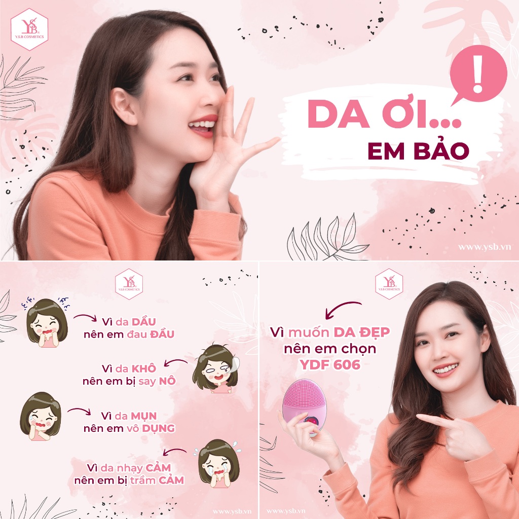 [GIÁ SỐC 65K] Máy Rửa Mặt YDF 606 Sóng Âm - Sạch Sâu, Đẩy Tinh Chất, Sạc Không Dây