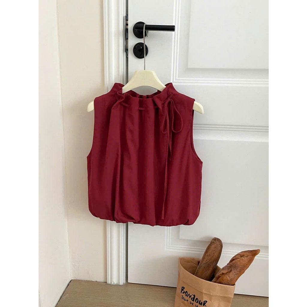𝗦𝗶𝘅𝗱𝗼  - Áo Linen cộc tay thắt nơ