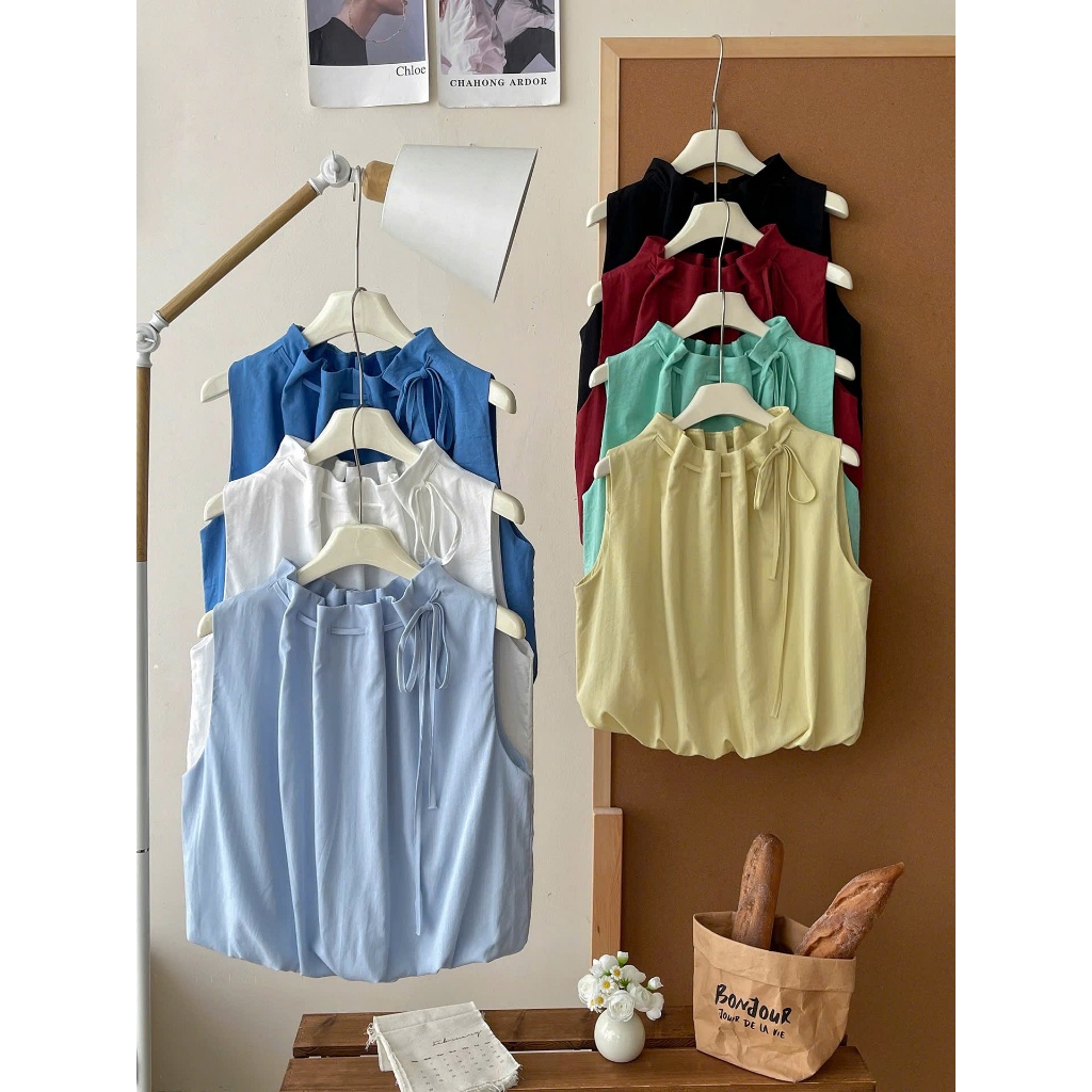 𝗦𝗶𝘅𝗱𝗼  - Áo Linen cộc tay thắt nơ