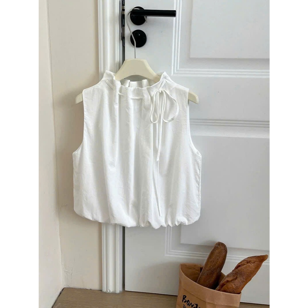 𝗦𝗶𝘅𝗱𝗼  - Áo Linen cộc tay thắt nơ