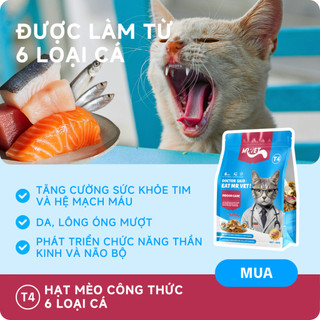 Thức Ăn Cho Mèo MRVET Dạng Hạt T4 Combo 6 Gói 1KG Giảm Mùi Hôi Chất Thải Dành Cho Mèo Nuôi Trong Nhà