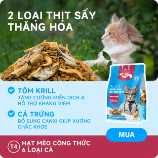 Thức Ăn Cho Mèo MRVET Dạng Hạt T4 Combo 6 Gói 1KG Giảm Mùi Hôi Chất Thải Dành Cho Mèo Nuôi Trong Nhà