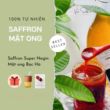 Saffron ngâm Mật Ong (Nhuỵ hoa nghệ Tây Saffron Super Negin Bahraman Tây Á, Mật ong Bạc Hà) - Vân Saffron độc quyền