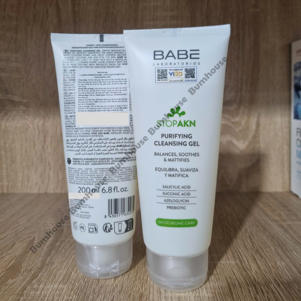 COMBO 2 Sữa Rửa Mặt BABE Stop AKN Purifying Cleansing Gel Cho Da Dầu Mụn 200ml