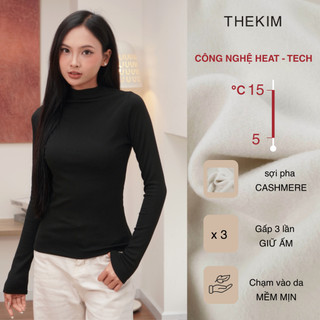 THEKIM Áo thun giữ nhiệt cổ liền 4 phân chất liệu sợi pha cashmere , áo giữ nhiệt công nghệ HEATTECH T391