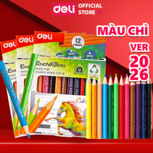 Bút Chì Màu Gốc Dầu Deli - Hộp 12 Màu Chì Học Sinh Chuyên Nghiệp - Màu Sắc Tươi Sáng Không Dễ Gãy - Quà Tặng Cho Bé