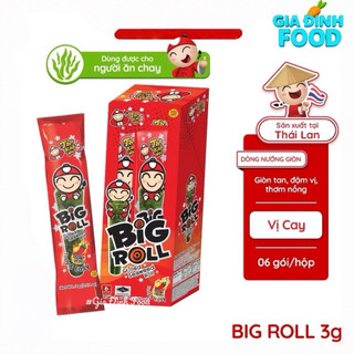 SNACK rong biển Big Roll Tao Kae Noi Vị Truyền thống/ Cay/ Mực/ BBQ Hộp 18g - 6 gói x 3gr