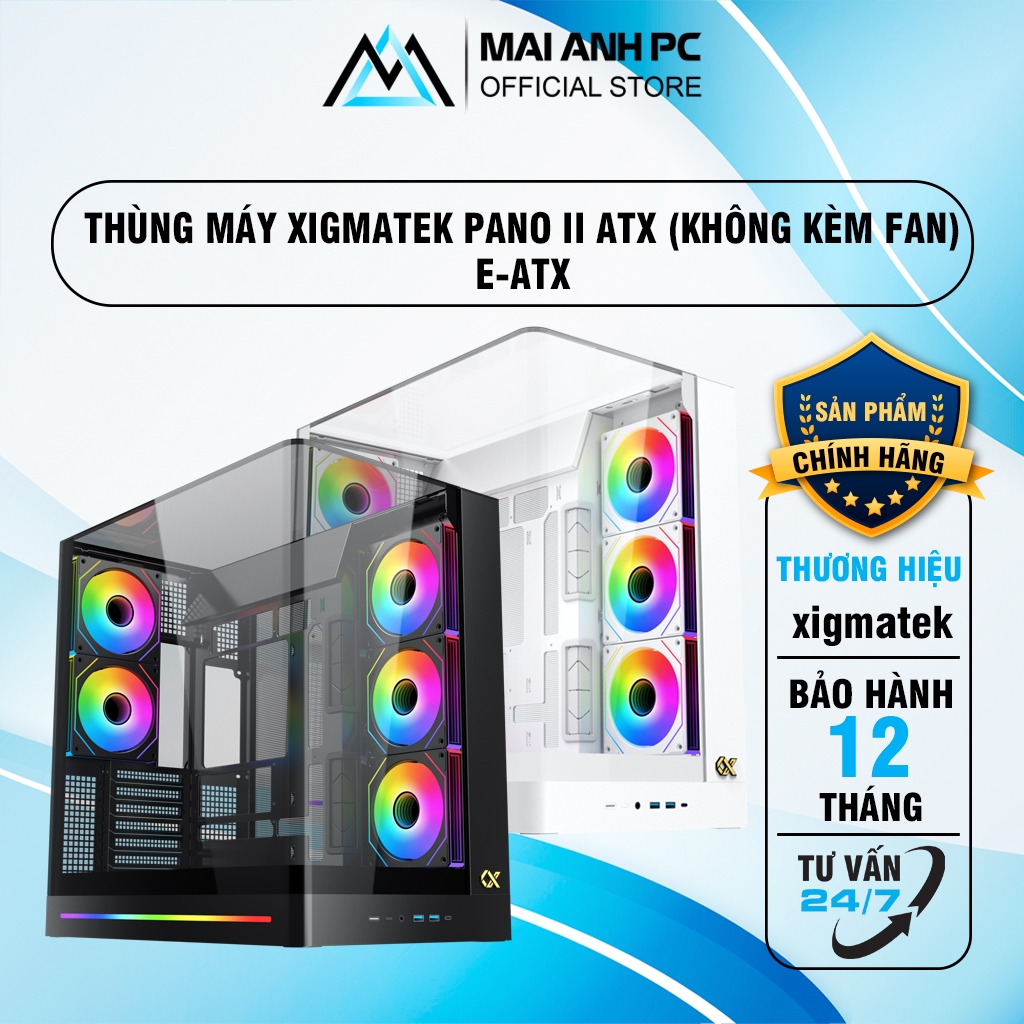 Thùng máy Xigmatek Pano II ATX (Không Kèm Fan) - Trắng / đen