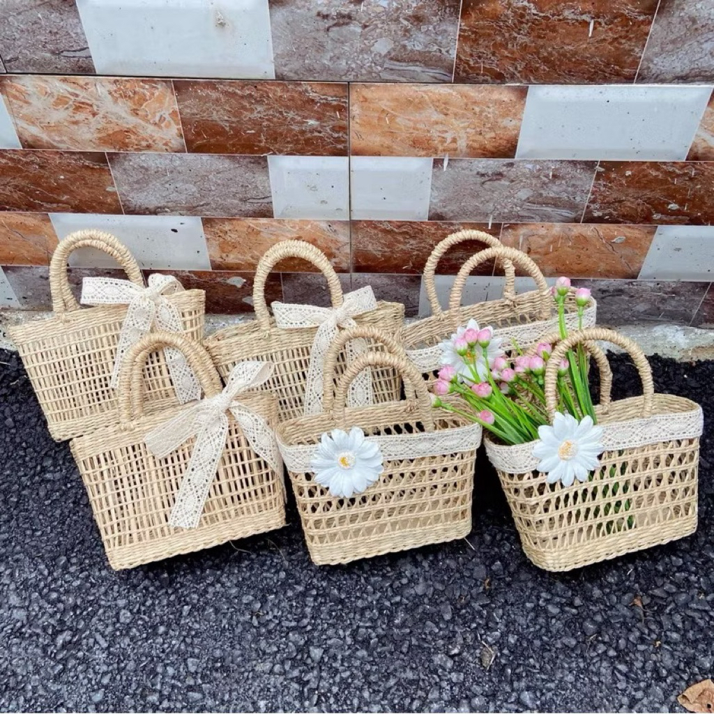 Túi cói mini ⚡ SIÊU XINH ⚡ Túi cho bé gái cầm tay đi biển, chụp ảnh Vintage, decor trang trí, kiểu dáng cực đẹp