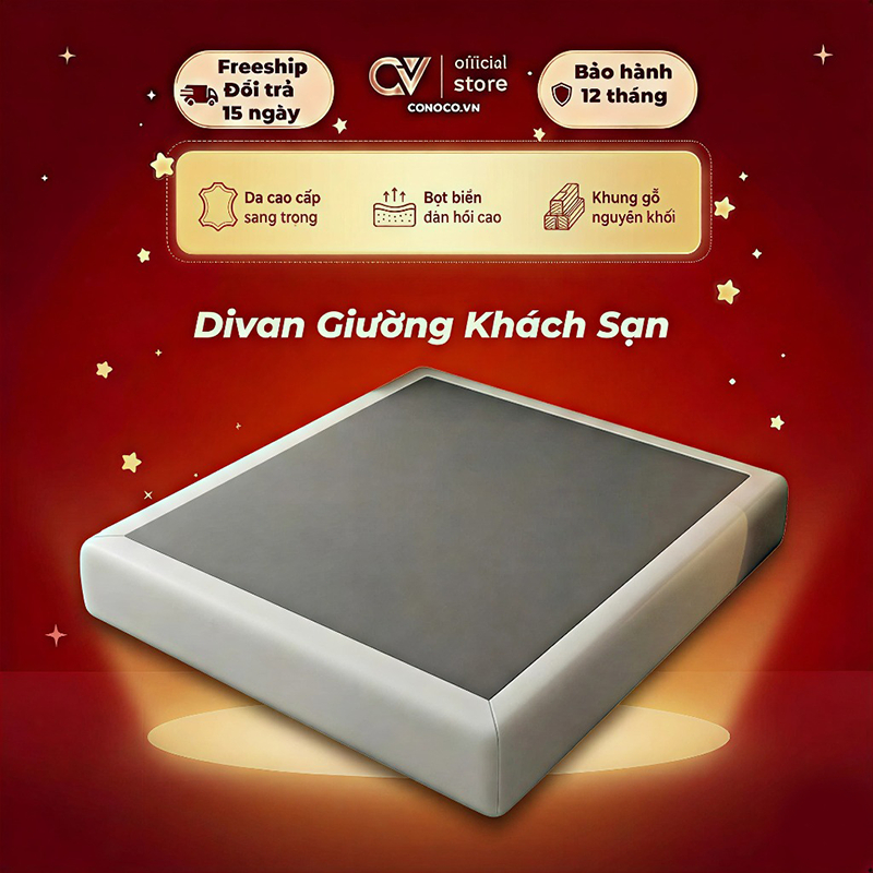 CONOCO Giường Divan Khách Sạn  Bọc Da Cao Cấp Khung Gỗ Chắc Chắn Không Đầu Tối Giản hiện đại