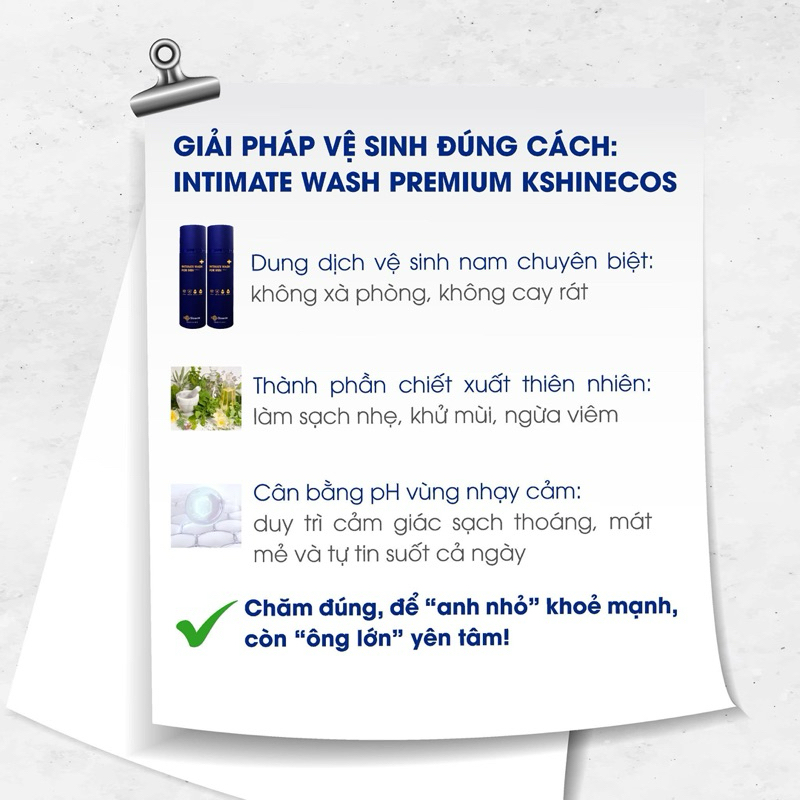 Dung Dịch Vệ Sinh Nam Giới Kshinecos Intimate Wash Cooling Hàn Quốc Hương Bạc Hà - Quà Tặng Bạn Trai