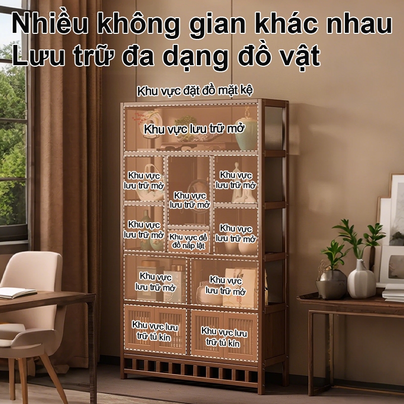 Tủ Kệ Trưng Bày Bằng Gỗ Tự Nhiên Để Sách, Đồ Gốm Sứ Trang Trí Phòng Khách Phòng Làm Việc