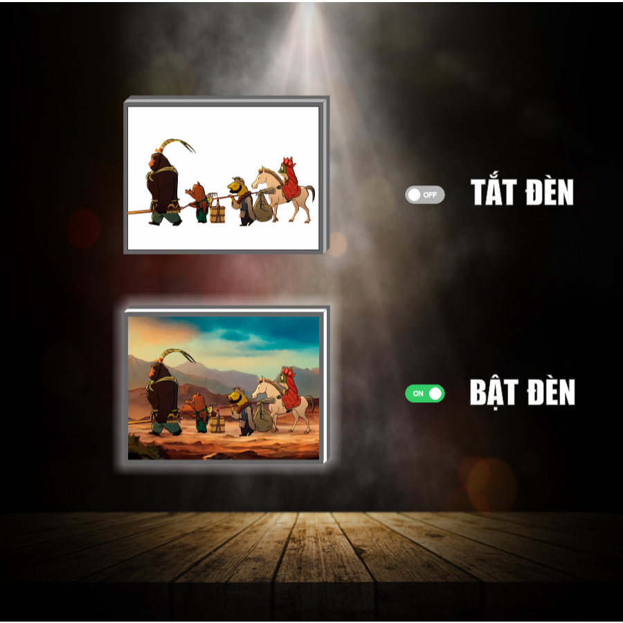 Tranh đèn led 3D đổi màu Tiểu Yêu Qoái Núi Lãng Lãng - Tranh đèn led 3D ANIME trang trí bàn làm việc, đèn ngủ