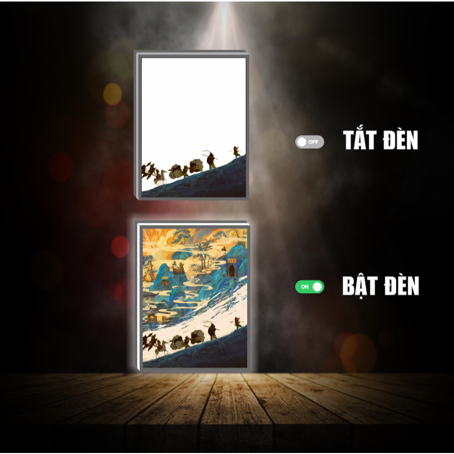Tranh đèn led 3D đổi màu Tiểu Yêu Qoái Núi Lãng Lãng - Tranh đèn led 3D ANIME trang trí bàn làm việc, đèn ngủ