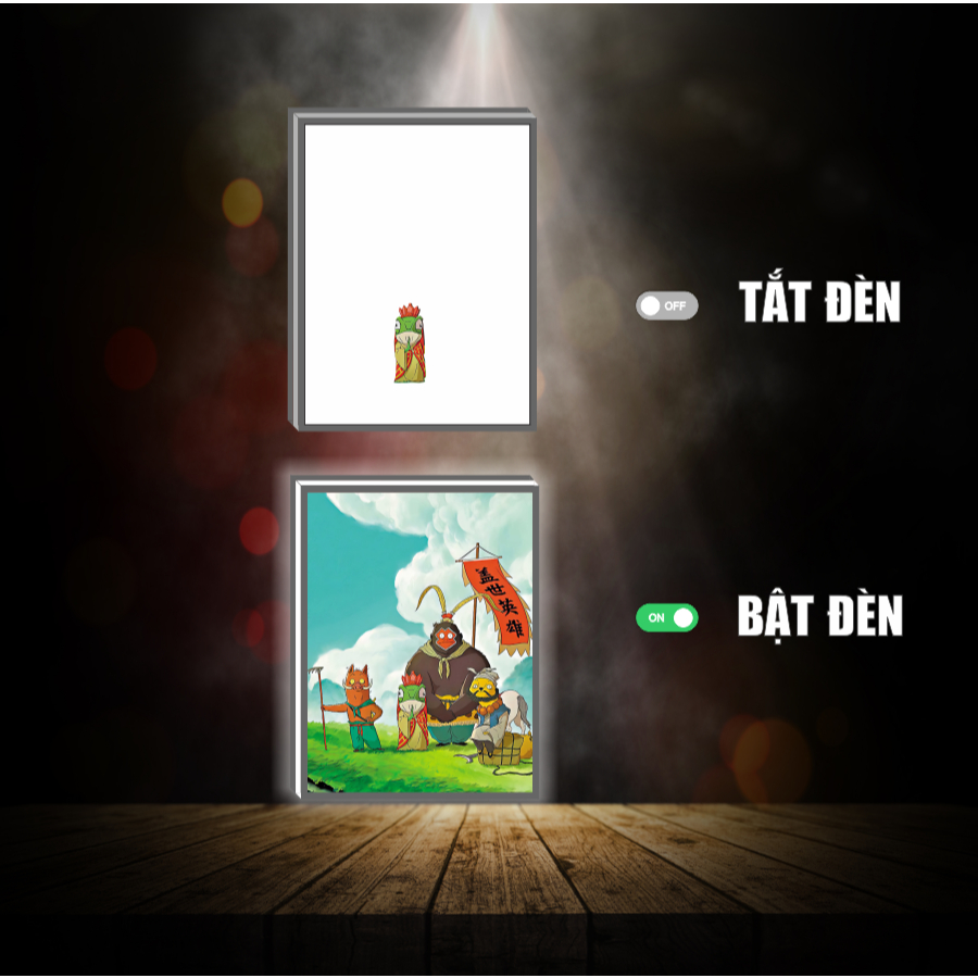 Tranh đèn led 3D đổi màu Tiểu Yêu Qoái Núi Lãng Lãng - Tranh đèn led 3D ANIME trang trí bàn làm việc, đèn ngủ