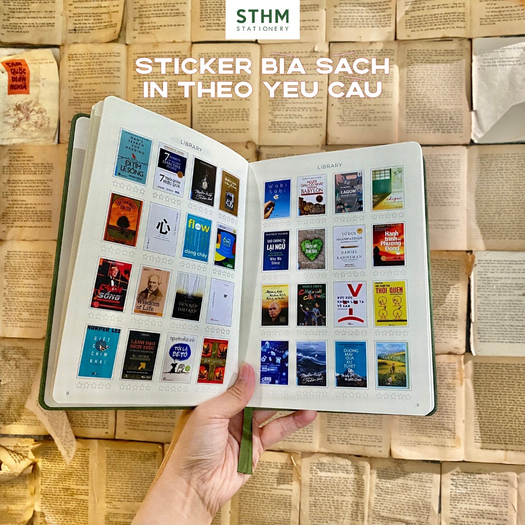 [STHM stationery]-Sticker bìa sách in theo yêu cầu-32 nhãn 40x60mm và ...