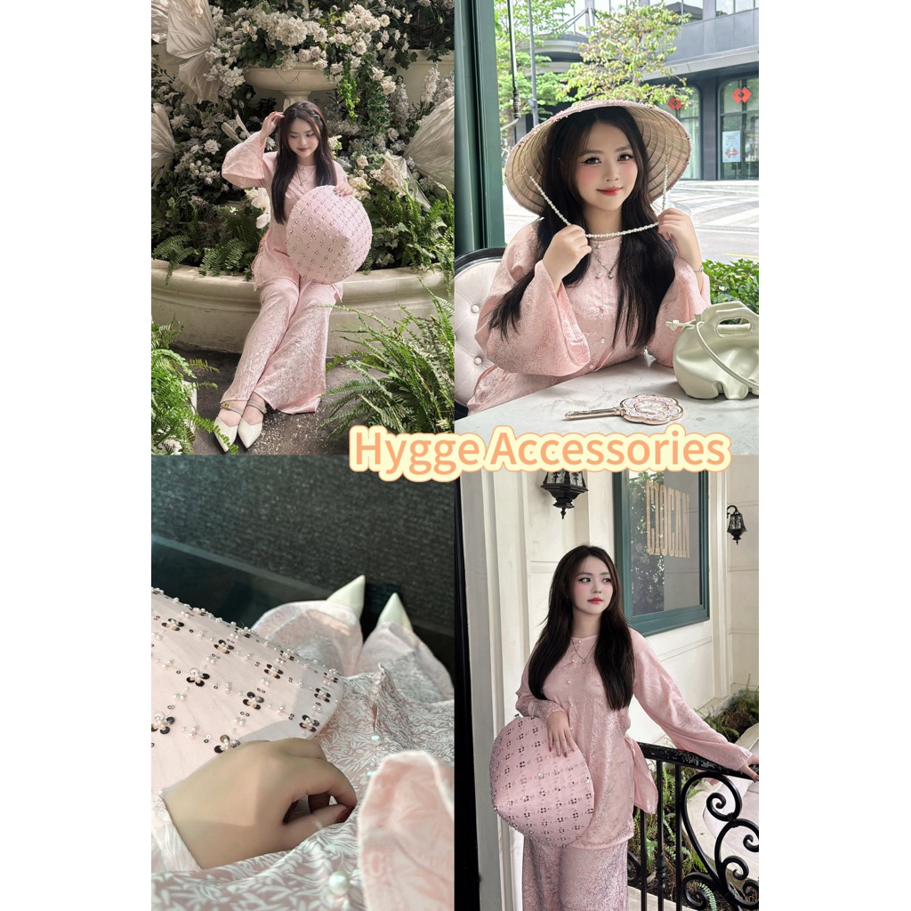 [Đọc kĩ mô tả] Nón lá kim sa blink blink bọc hai lớp vải - Nón lá thủ công kèm dây xỏ hạt size 40cm - phụ kiện áo dài