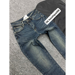 Quần Jean Nam Xanh đậm mà trơn, Gấp Lai Họa Tiết, Form Ôm Trẻ Trung – Jean Nam Streetwear