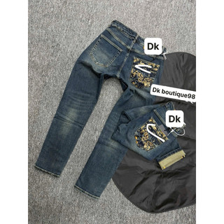 Quần Jean Nam Xanh đậm mà trơn, Gấp Lai Họa Tiết, Form Ôm Trẻ Trung – Jean Nam Streetwear
