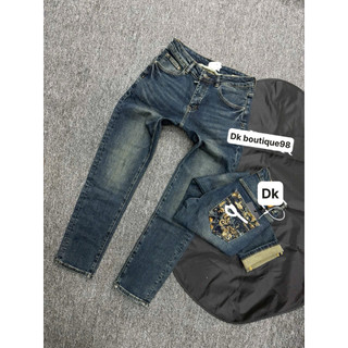 Quần Jean Nam Xanh đậm mà trơn, Gấp Lai Họa Tiết, Form Ôm Trẻ Trung – Jean Nam Streetwear