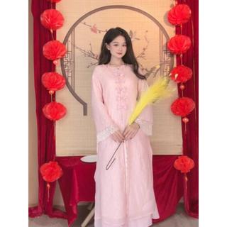 Set Áo Dài và Quần Phối Ren Phong Cách Sang Trọng Dễ Thương S162