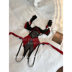 B074 Bodysuit 2 Dây Cánh Tiên Cut Out Phong Cách Gợi Cảm Mơ Màng, Váy Ngủ Liền Thân Đan Dây Sexy