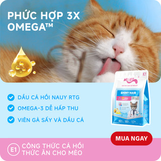 [MỚI] Hạt Cho Mèo MRVET E1 Gói 50G Dưỡng Lông Chuyên Sâu Từ Dầu Cá Tinh Khiết, 80% Đạm Động Vật
