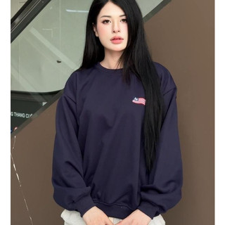 Áo Sweater (Hàng Cao Cấp)  Thêu Cờ Mỹ Cổ Tròn Dễ Thương Phong Cách Hàn Quốc Nhẹ Nhàng Chất vải nỉ hai da mềm mịn