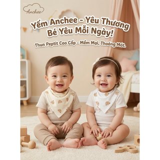 Sét 5 Yếm Tam Giác Anchee cho bé Chất Petit Có Cúc Bấm Cho Bé ( freesize 0M - 2 tuổi)