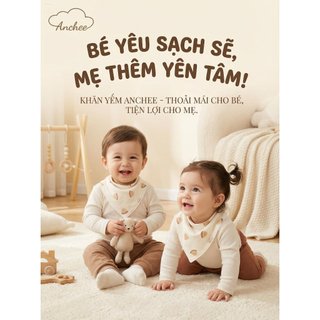 Sét 5 Yếm Tam Giác Anchee cho bé Chất Petit Có Cúc Bấm Cho Bé ( freesize 0M - 2 tuổi)