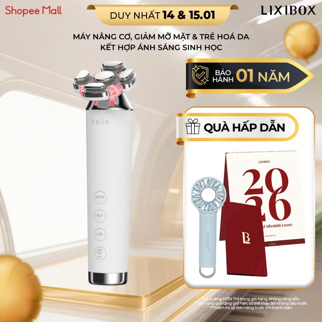 Máy Nâng Cơ, Giảm Mỡ Mặt & Trẻ Hoá Da Kết Hợp Ánh Sáng Sinh Học Halio RevitaWave Skin Rejuvenator