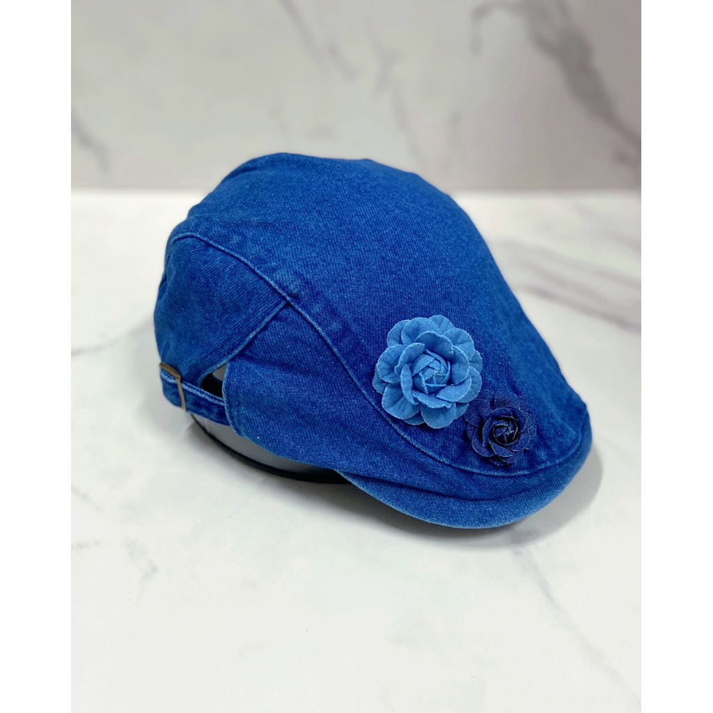 Mũ Beret jean Denim Hoa Cao Cấp Hottrend Cho Nữ - Phụ Kiện