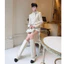 MIU.STUDIO •”Mida Set” Set áo khoác dạ trắng kem cổ nơ phối tay lông đính khuy đá + chân váy A style tiểu thư sang chảnh