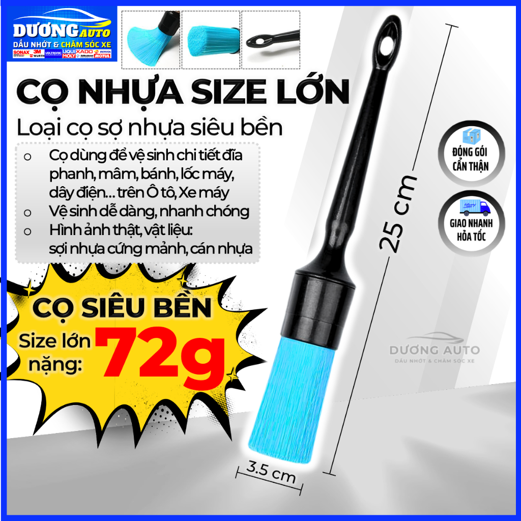 Cọ rửa xe chi tiết , cọ nhựa lông xanh cứng mịn siêu bền chịu hóa chất ...
