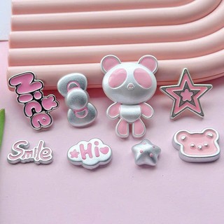 [NEW TREND 2026] Set charm gắn dép : Set gấu hồng bạc cute - Tone hồng bạc-smile-nice- hi