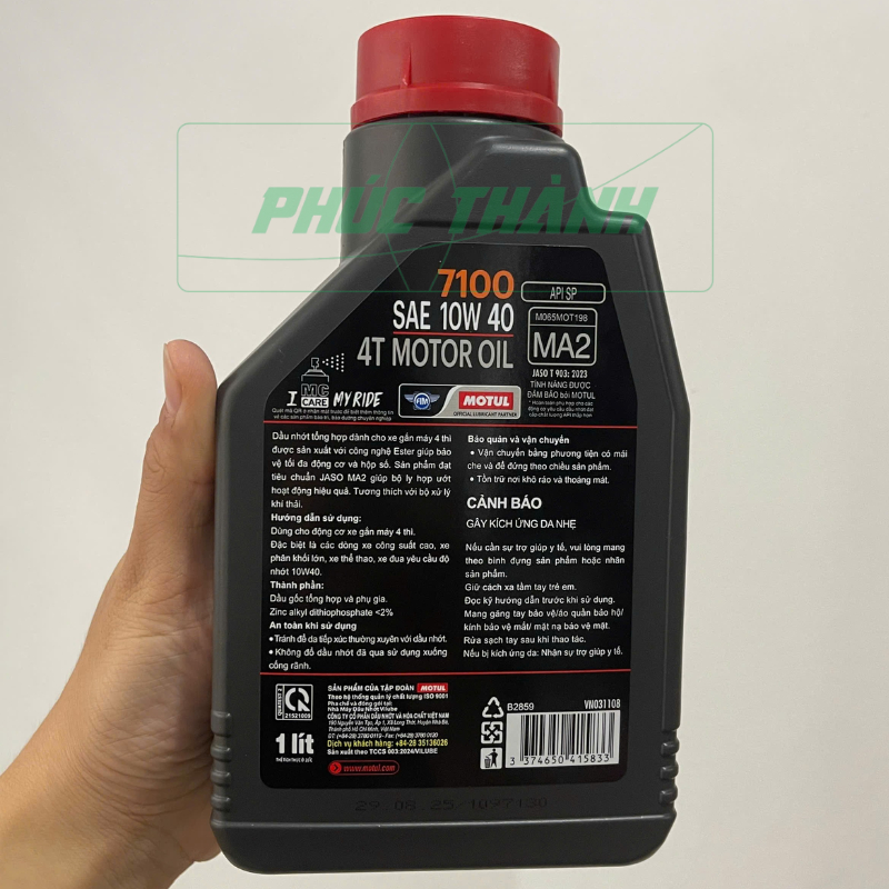 Nhớt MOTUL 7100 4T 10W40 Tổng Hợp 100% Công Nghệ Ester Dành Cho Xe Số, Xe Côn Tay, PKL Chai 1L/1.2L